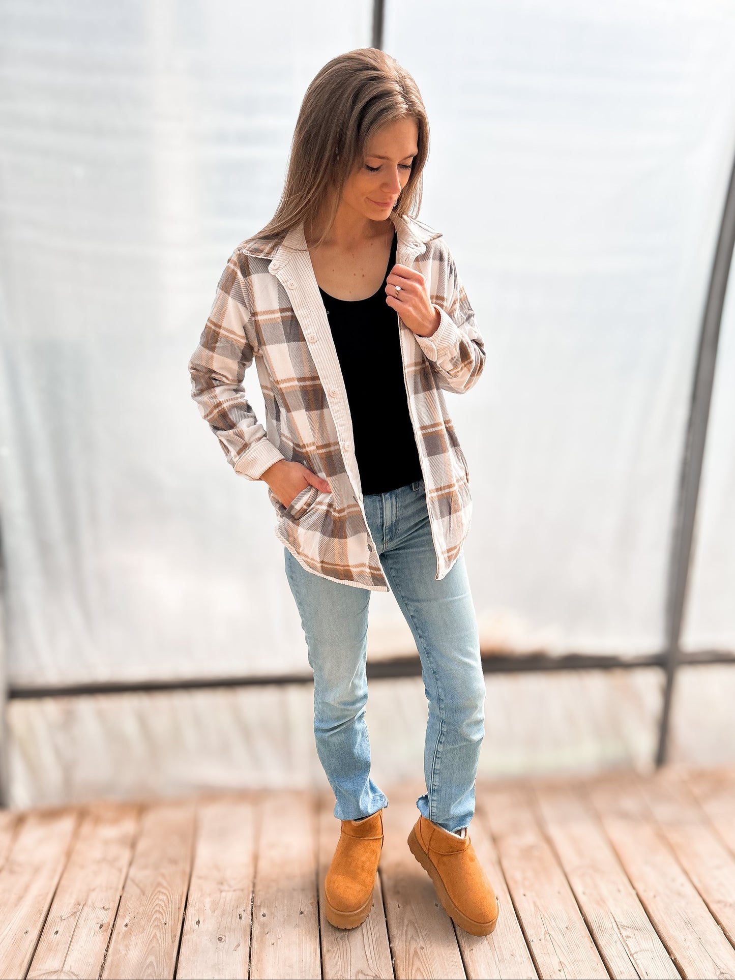 Cream Corduroy Reversible Button Down Jacket