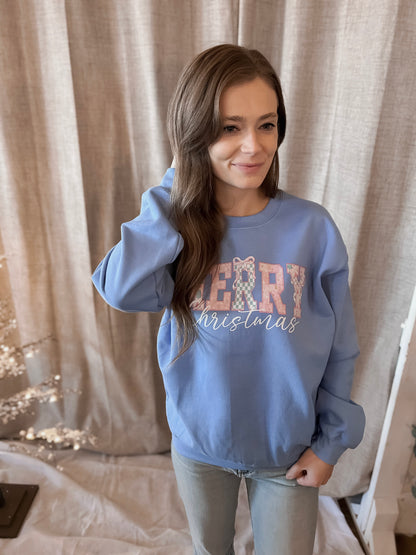 Quilted Pattern Merry Christmas Crewneck