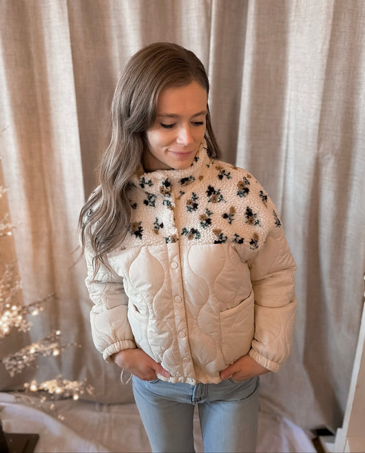 Floral Puffer Long Sleeve Jacket