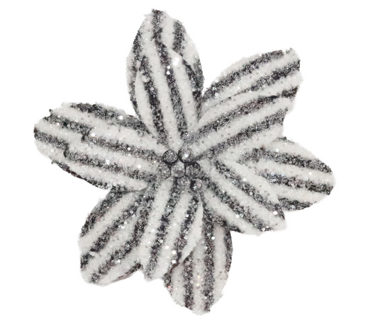 Black and White Frosted Magnolia Clip