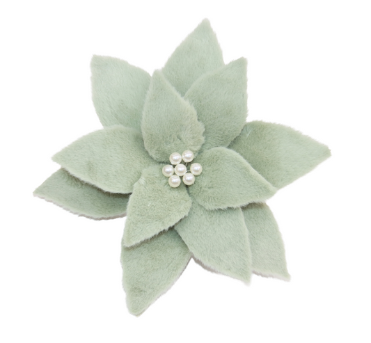 Mint Poinsettia with Faux Fur