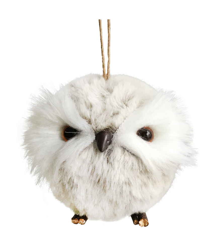 Gray Fur Owl Ornament