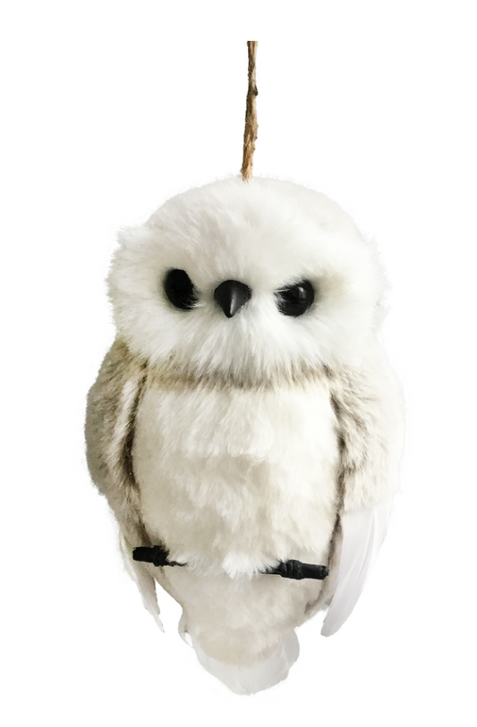 Fur Owl Ornament on Branch