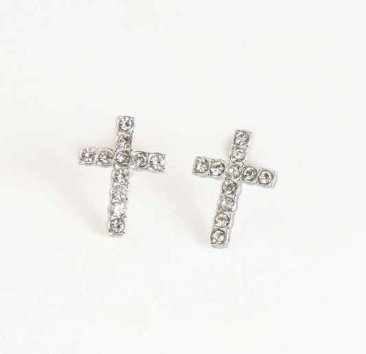 Cross Earrings in Silver