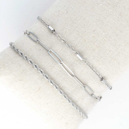 Twist Bracelet Set in Silver