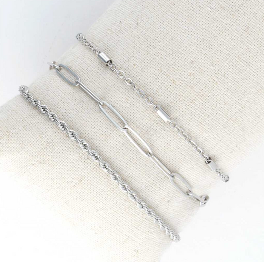 Twist Bracelet Set in Silver