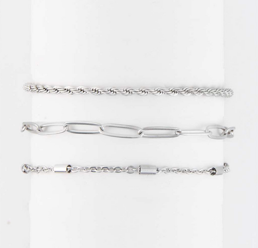 Twist Bracelet Set in Silver