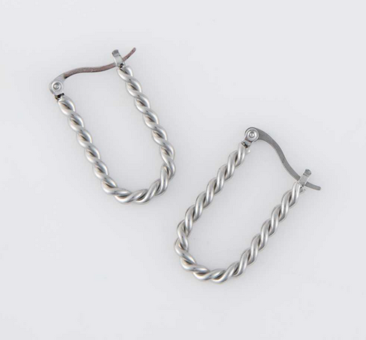 Twist Silver Hoop Earring