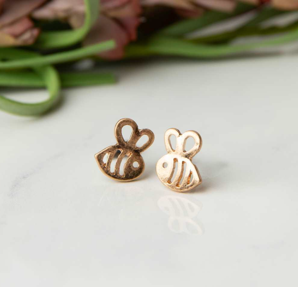 Stud Bee Earring in Gold