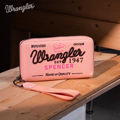 Vintage Wrangler Canvas Zip Wristlet in Pink