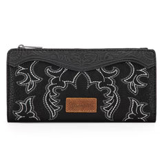 Wrangler Embroidered Bi-Fold Wallet in Black