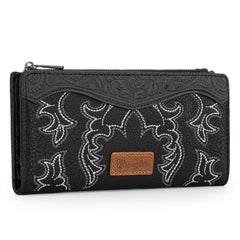 Wrangler Embroidered Bi-Fold Wallet in Black