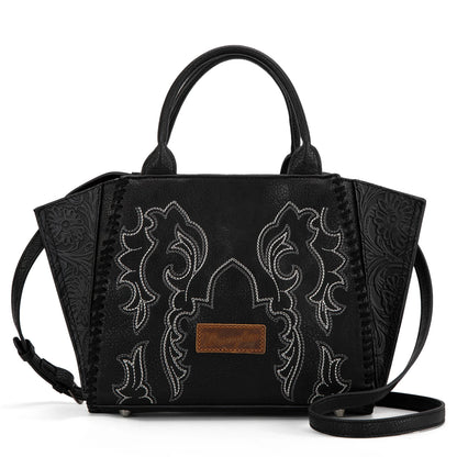 Wrangler Embroidered Trapezoid Tote/Crossbody in Black