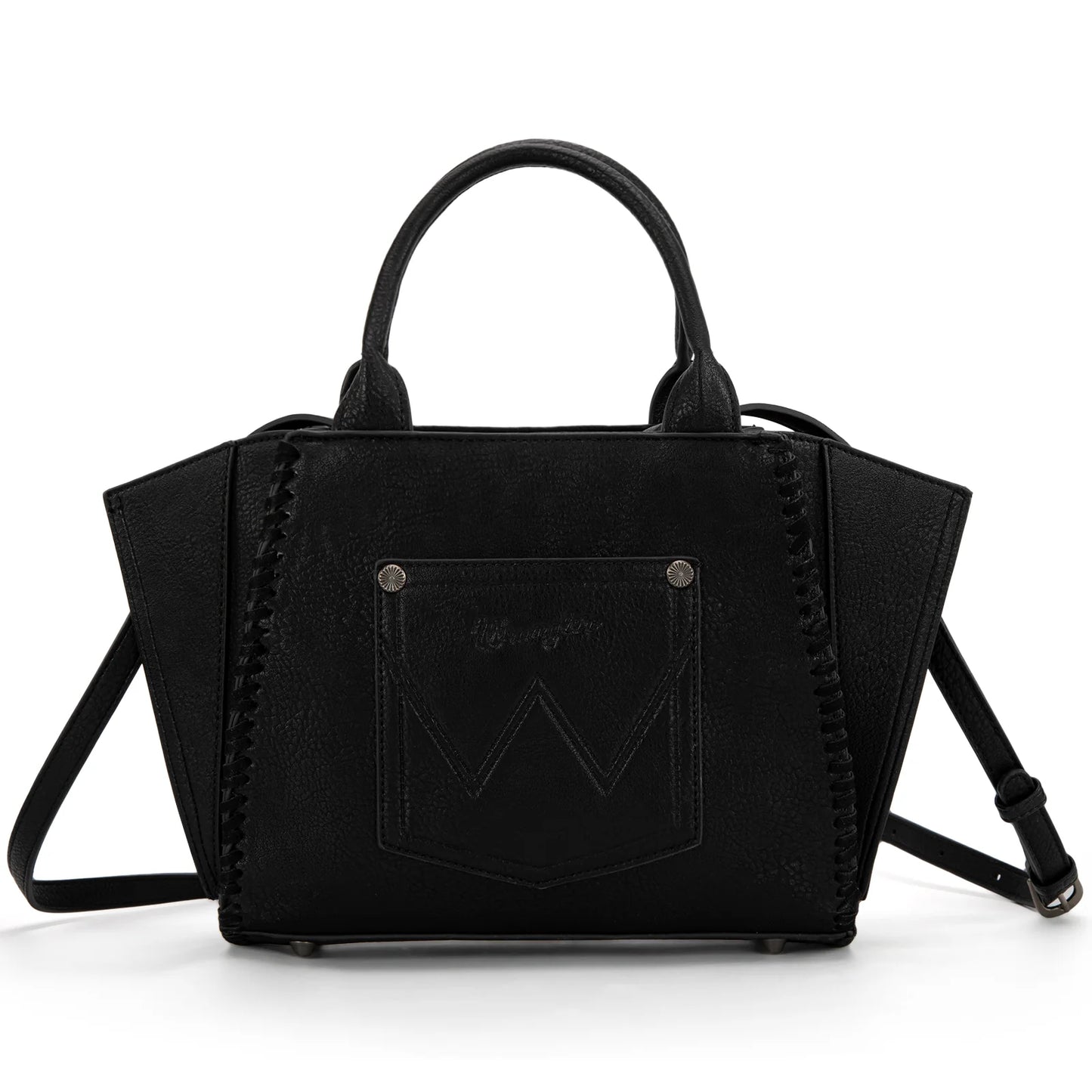 Wrangler Embroidered Trapezoid Tote/Crossbody in Black