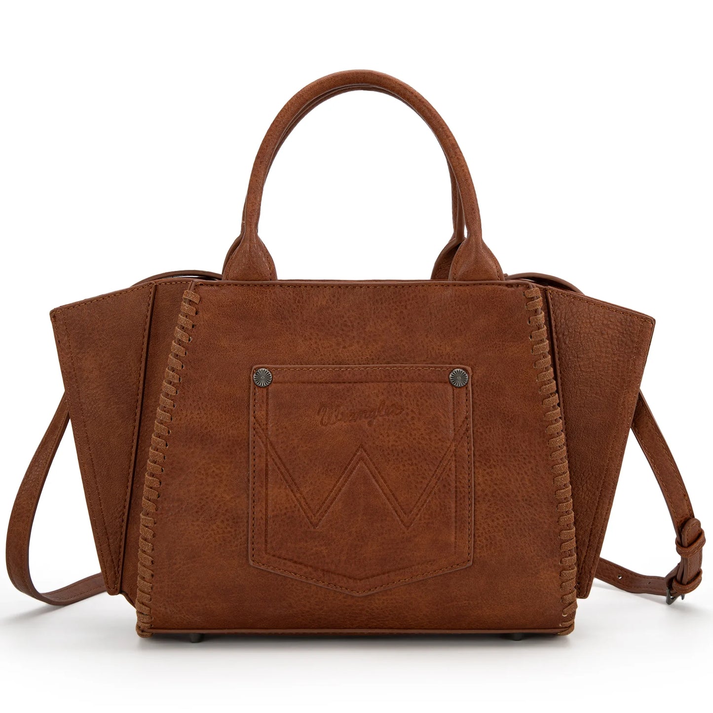 Wrangler Embroidered Trapezoid Tote/Crossbody in Brown