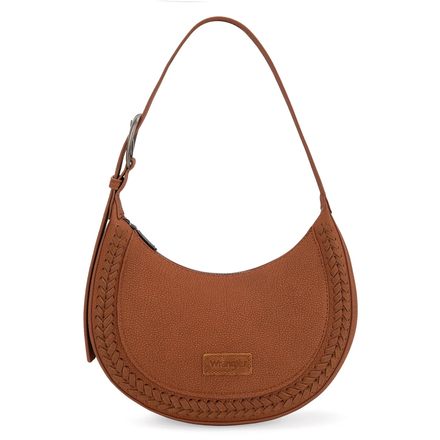 Wrangler Whipstitch Crescent Crossbody in Brown