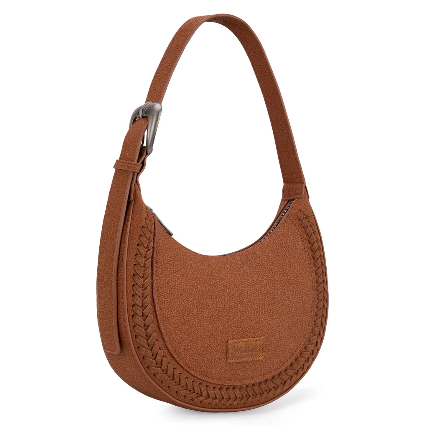 Wrangler Whipstitch Crescent Crossbody in Brown