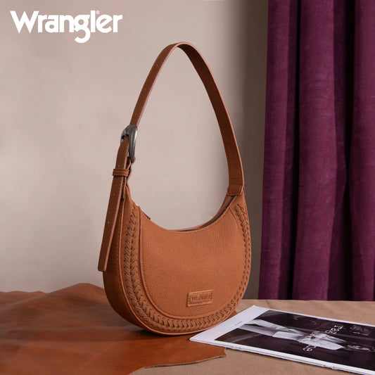Wrangler Whipstitch Crescent Crossbody in Brown