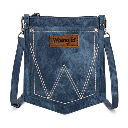 Wrangler "W" Stitch Water Repellent Denim Pocket Crossbody in Jean