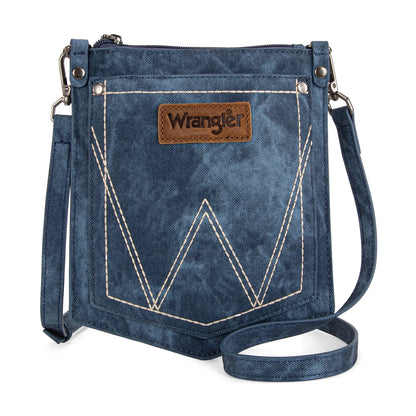 Wrangler "W" Stitch Water Repellent Denim Pocket Crossbody in Jean