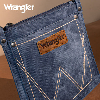 Wrangler "W" Stitch Water Repellent Denim Pocket Crossbody in Jean