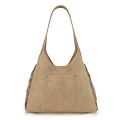Wrangler Fringe Floral Tooled Hobo Bag-Tan