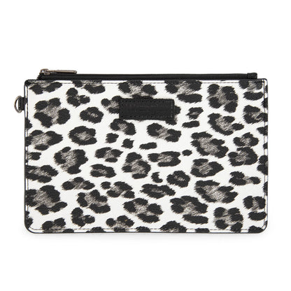 Wrangler Leopard Print Dual Pouch Wristlet with Zipper Round Case in Black
