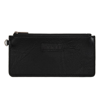 Wrangler Leopard Print Dual Pouch Wristlet with Zipper Round Case in Black