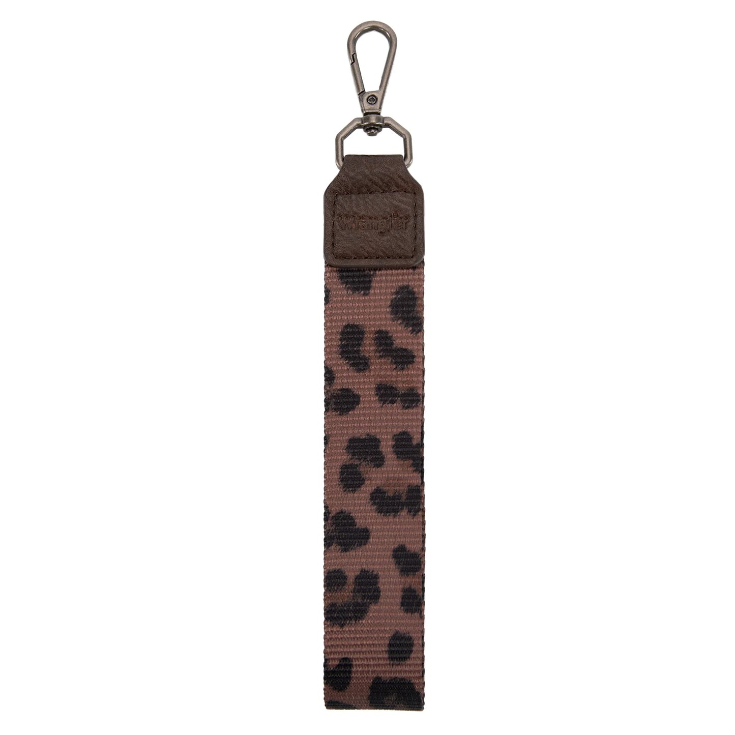 Wrangler Leopard Print Dual Pouch Wristlet with Zipper Round Case in Coffee