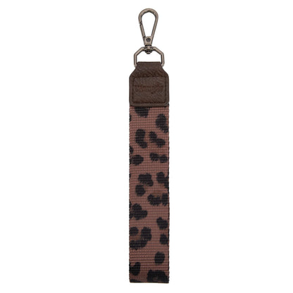 Wrangler Leopard Print Dual Pouch Wristlet with Zipper Round Case in Coffee