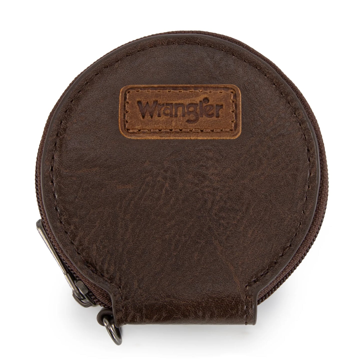 Wrangler Leopard Print Dual Pouch Wristlet with Zipper Round Case in Coffee
