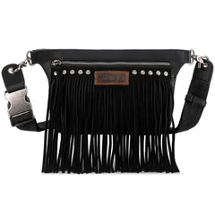 Wrangler Fringe Fanny Pack Belt Bag Sling Bag - Black
