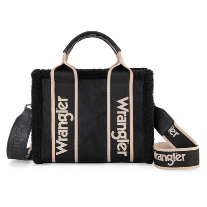 Wrangler Sherpa Small Canvas Tote/Crossbody in Black
