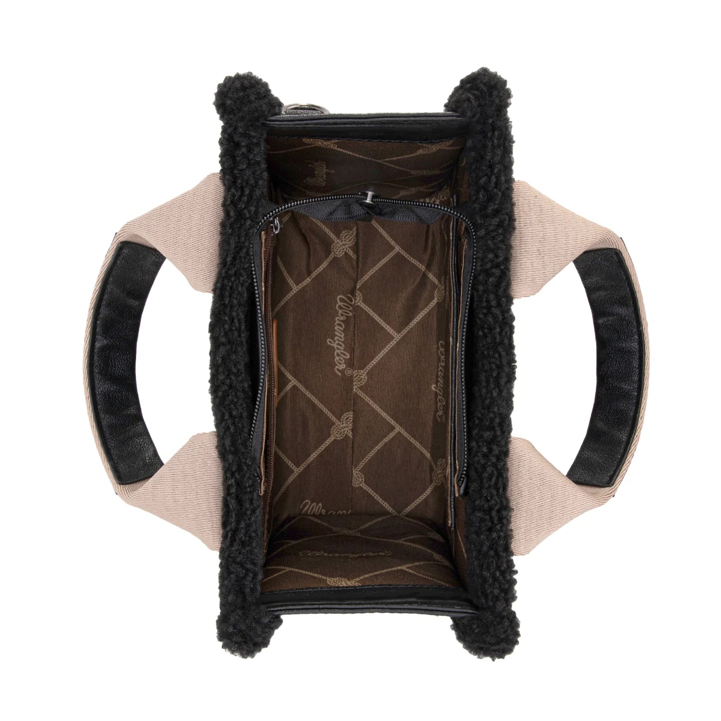 Wrangler Sherpa Small Canvas Tote/Crossbody in Black