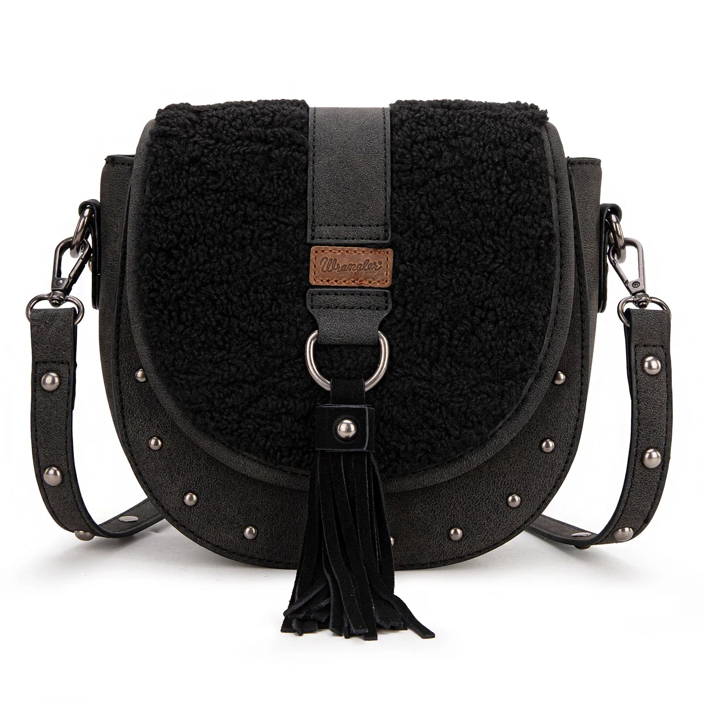 Wrangler Sherpa Saddle Bag Crossbody in Black