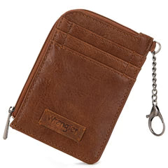 Wrangler Mini Zip Card Case in Brown