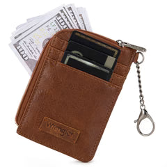 Wrangler Mini Zip Card Case in Brown