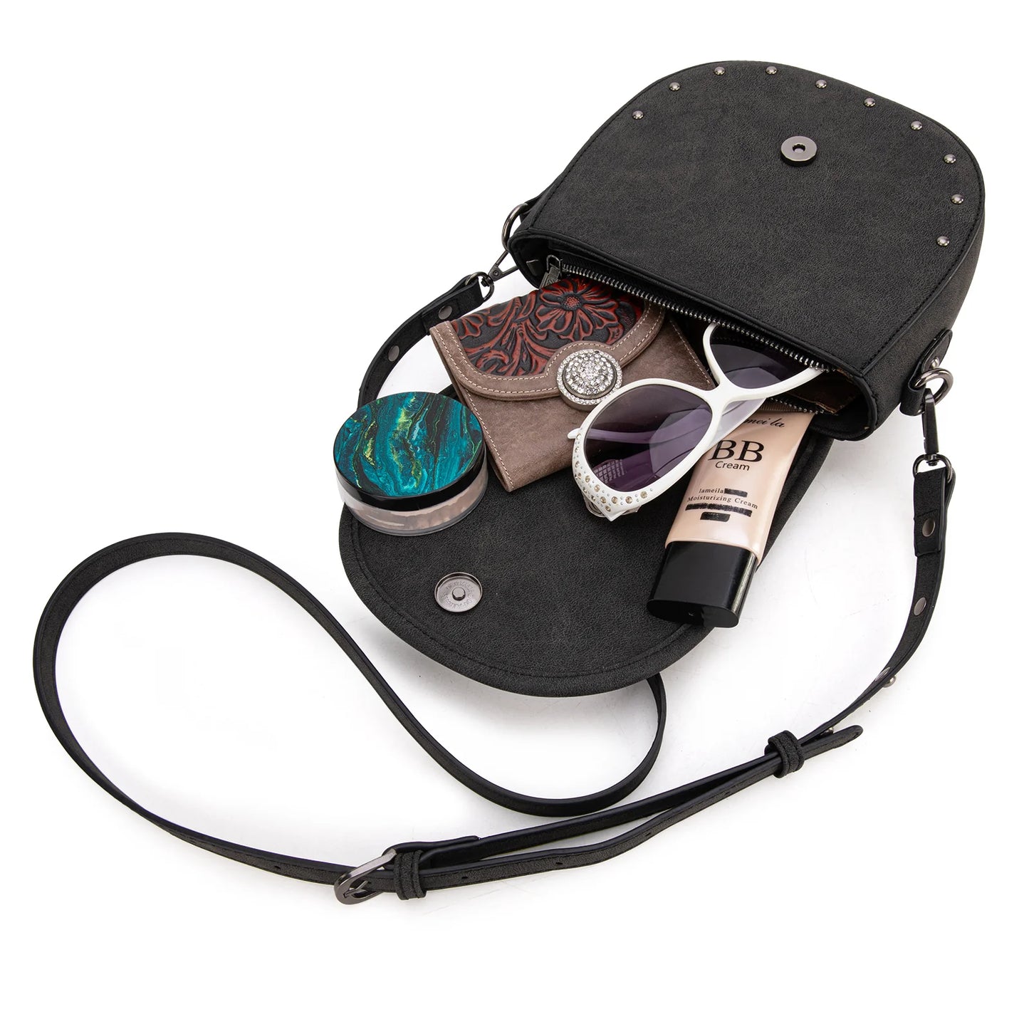 Wrangler Sherpa Saddle Bag Crossbody in Black