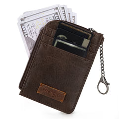 Wrangler Mini Zip Card Case in Coffee