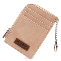 Wrangler Mini Zip Card Case in Tan