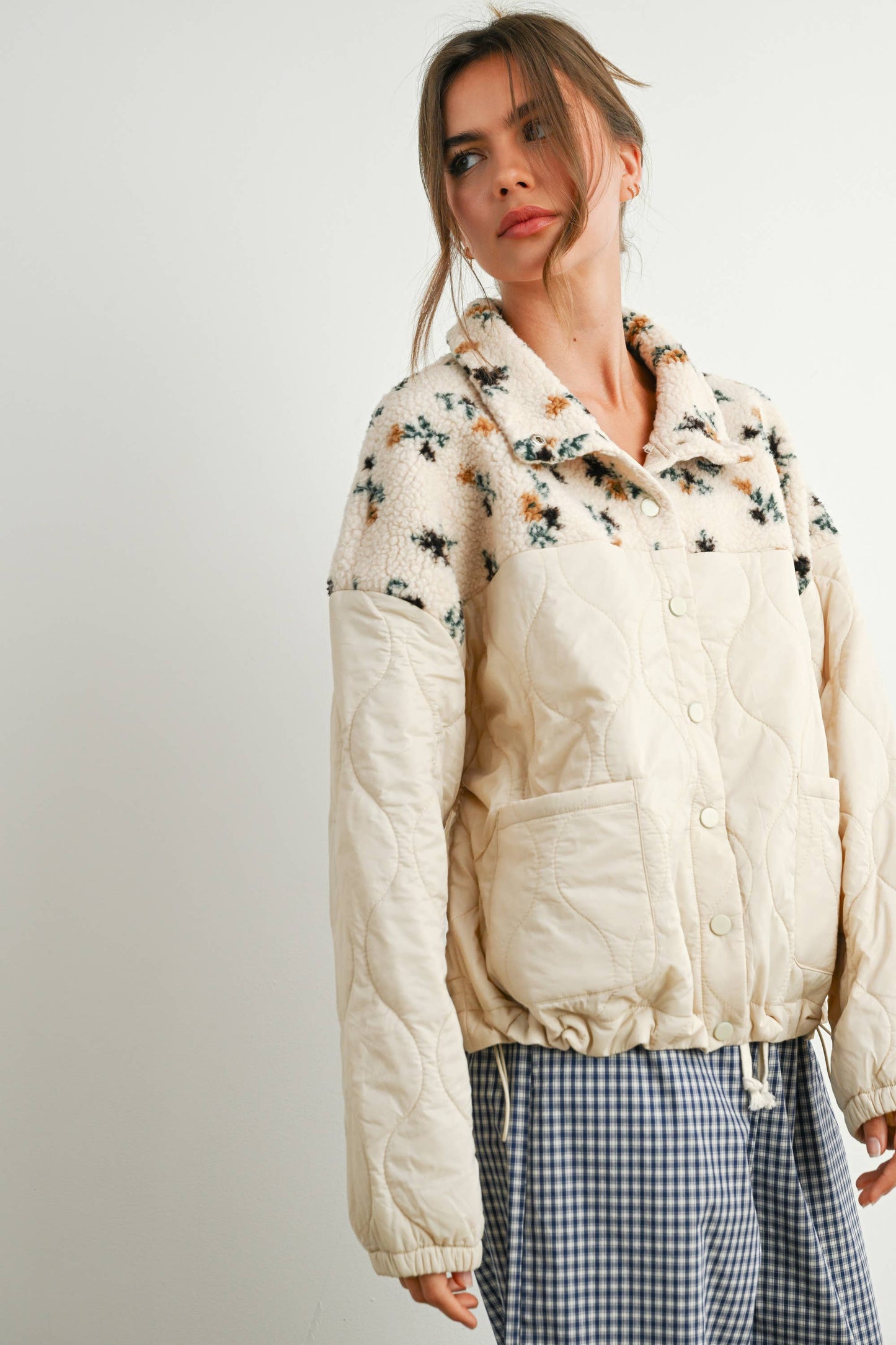 Floral Puffer Long Sleeve Jacket