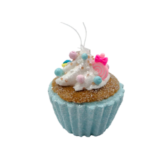 Blue Sprinkle Cupcake Ornament