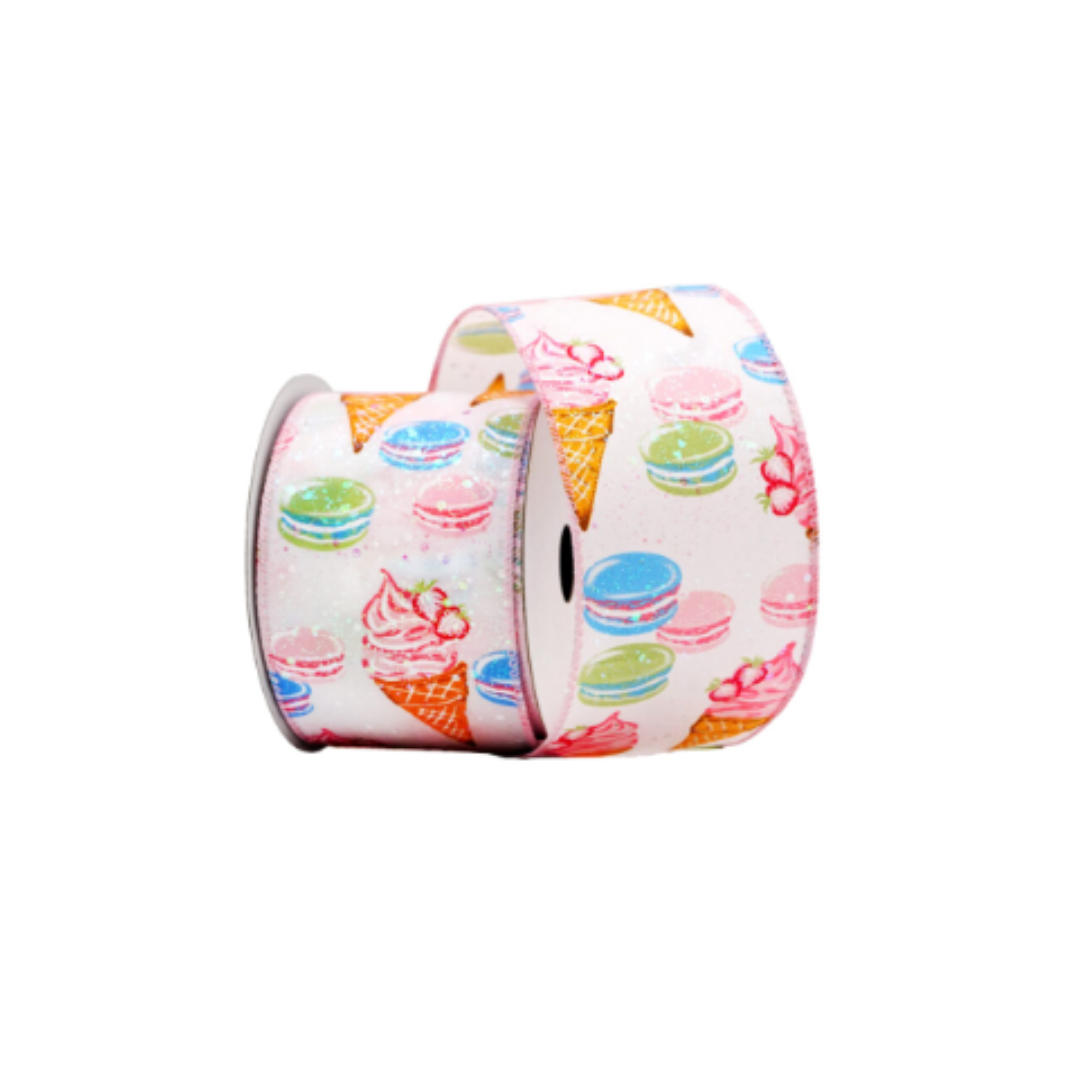 Ribbon with Macaroons and Ice Cream