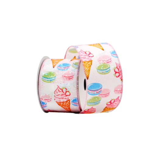 Ribbon with Macaroons and Ice Cream