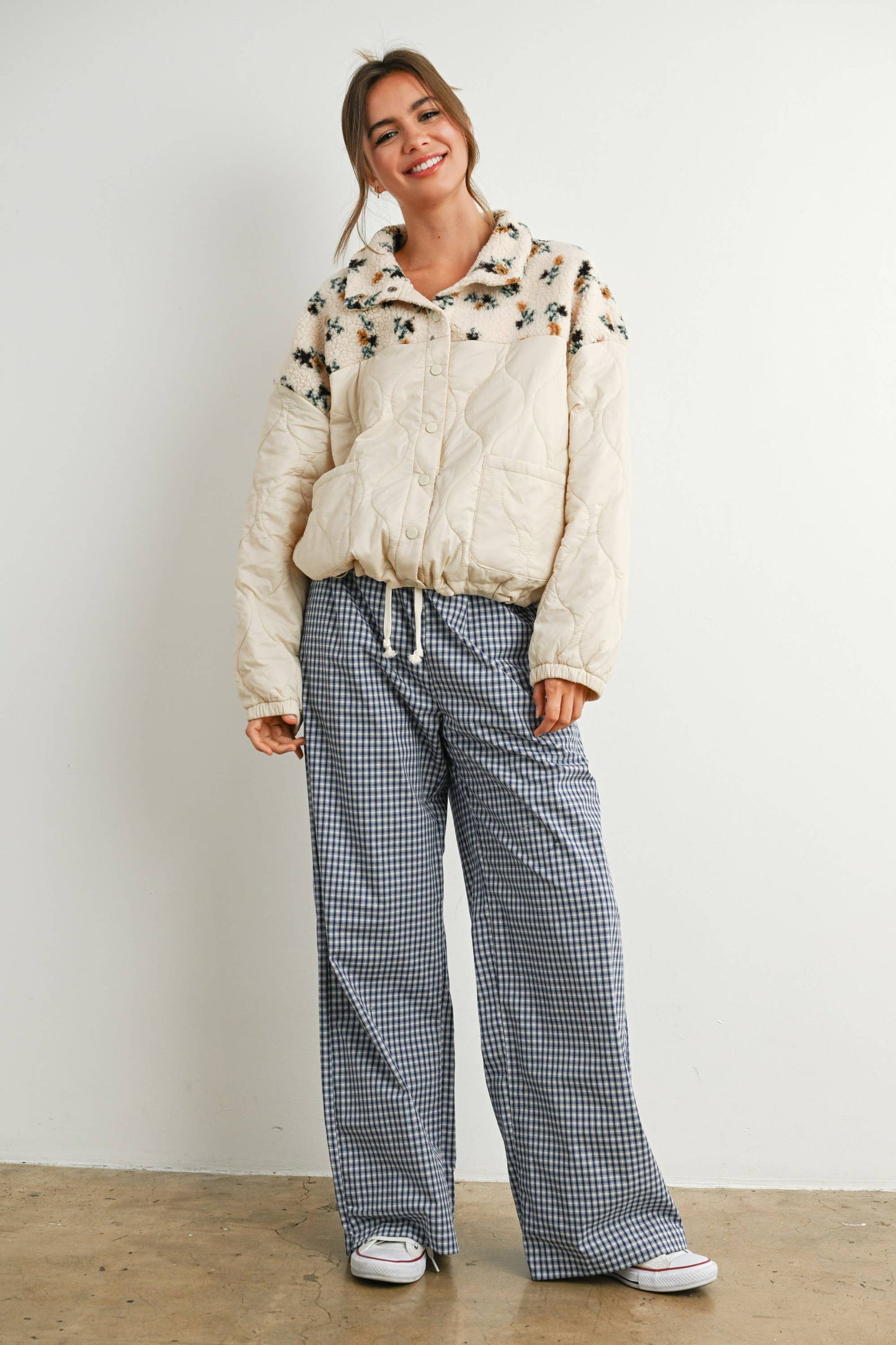 Floral Puffer Long Sleeve Jacket