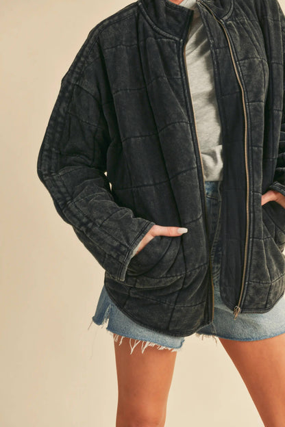 Sadie Quilted Jacket in Dark Charcoal
