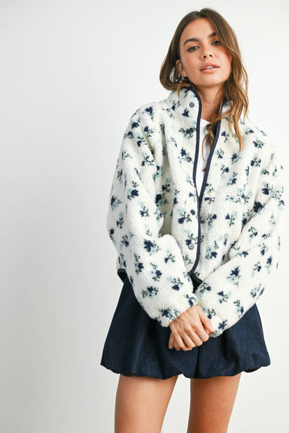 Floral Print Fleece Jacket