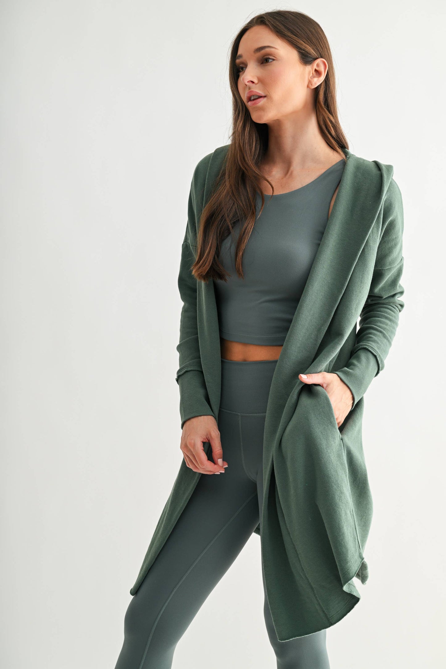 Sandy Hoodie Cardigan in Teal