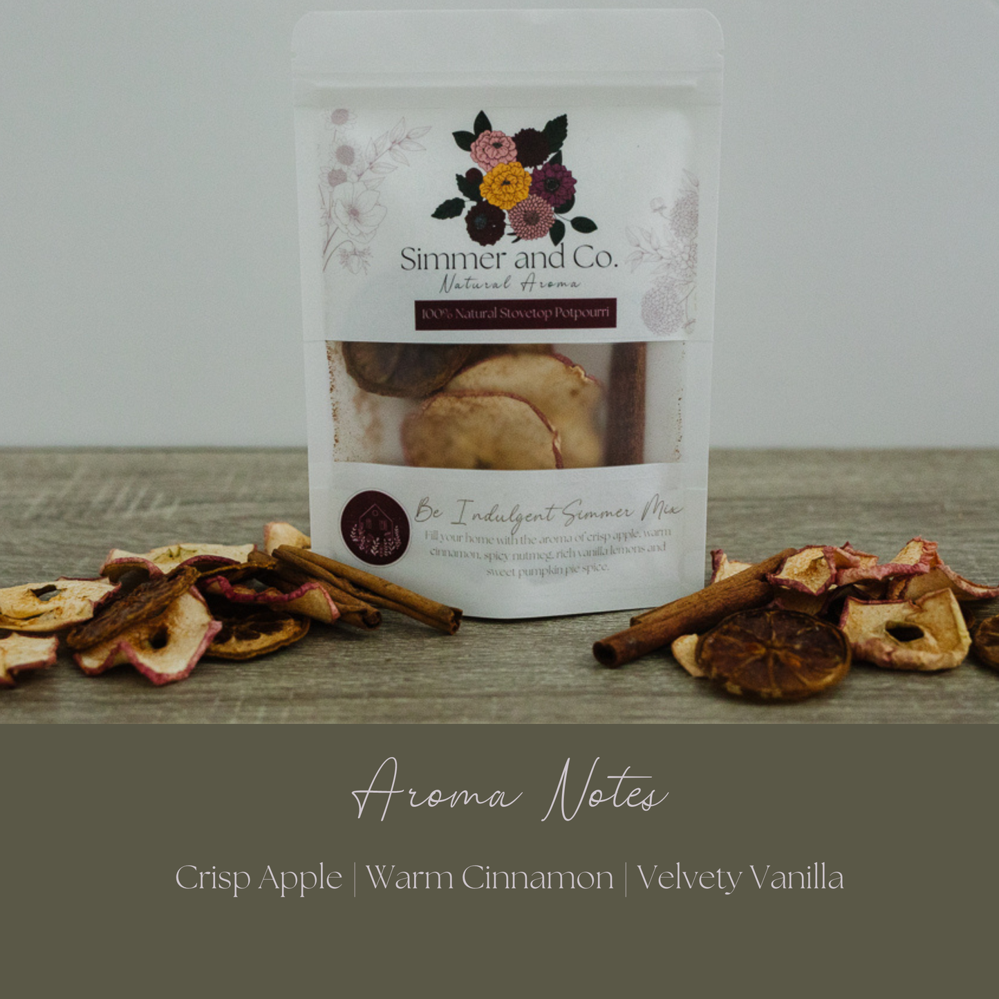 Be Indulgent Simmer Pot Mix, Cozy Apple Vanilla Spice Aroma