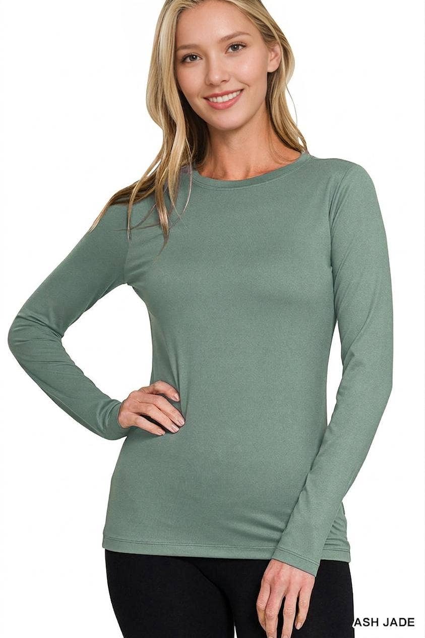 Ash Jade Microfiber Long Sleeve Basic Tee
